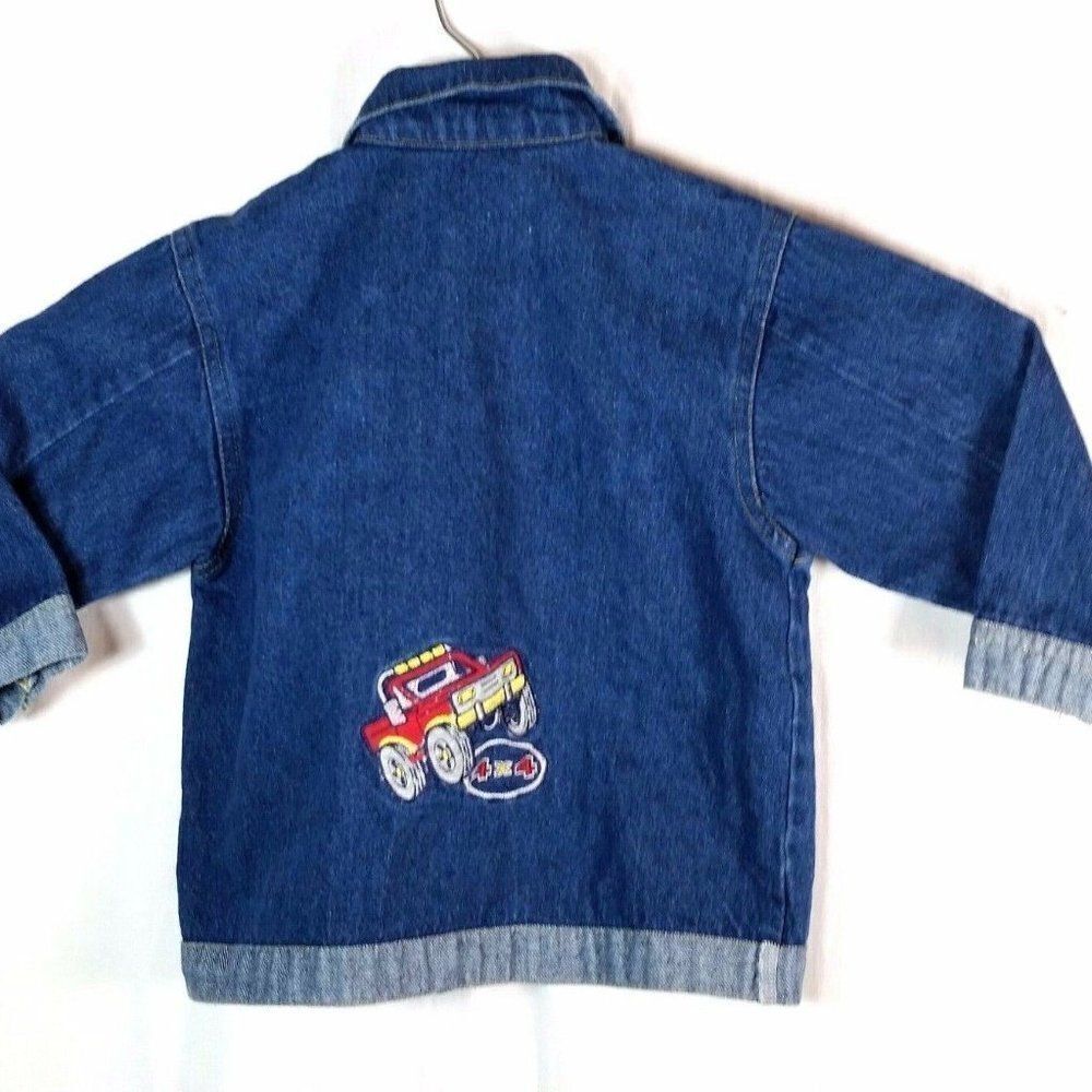 𝅺BOYS Trucker Jean Jacket Blue Embroidered Size 24 Months